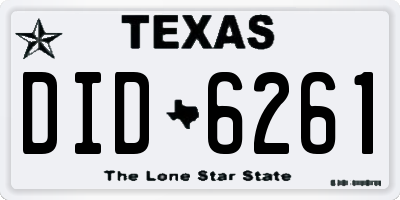 TX license plate DID6261