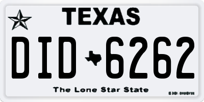 TX license plate DID6262