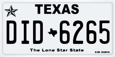 TX license plate DID6265