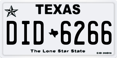 TX license plate DID6266