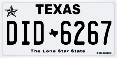 TX license plate DID6267