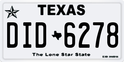 TX license plate DID6278