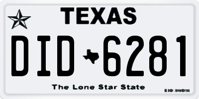 TX license plate DID6281