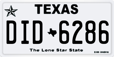 TX license plate DID6286