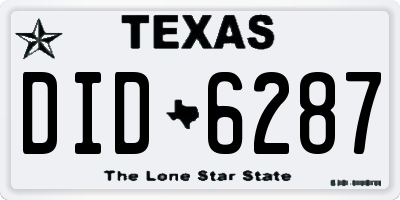 TX license plate DID6287