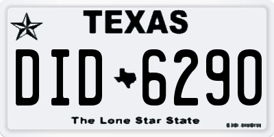 TX license plate DID6290