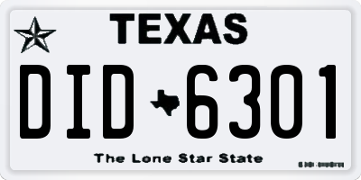 TX license plate DID6301