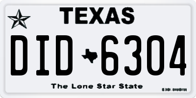 TX license plate DID6304