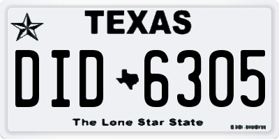 TX license plate DID6305