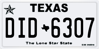 TX license plate DID6307