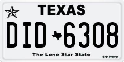 TX license plate DID6308