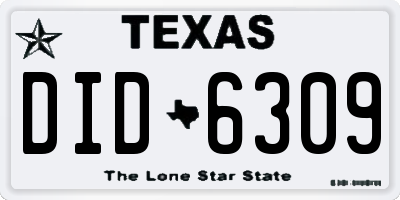 TX license plate DID6309