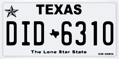 TX license plate DID6310
