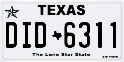 TX license plate DID6311