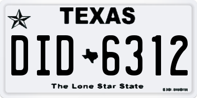 TX license plate DID6312