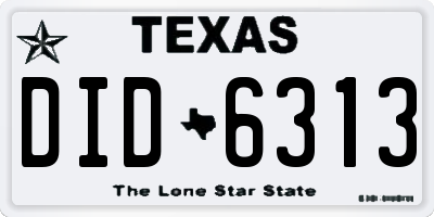 TX license plate DID6313
