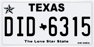 TX license plate DID6315