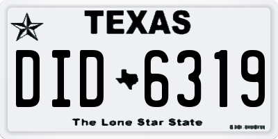TX license plate DID6319