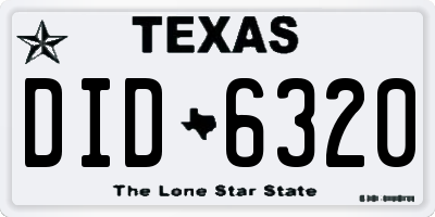 TX license plate DID6320