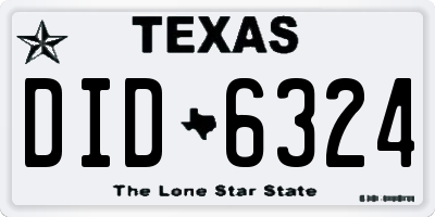 TX license plate DID6324