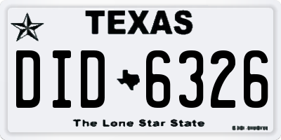 TX license plate DID6326