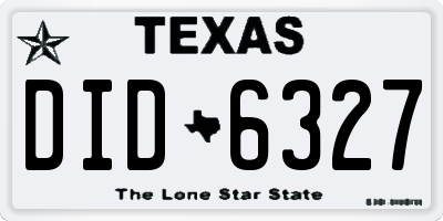 TX license plate DID6327