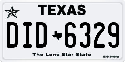 TX license plate DID6329