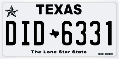 TX license plate DID6331