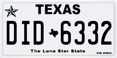 TX license plate DID6332
