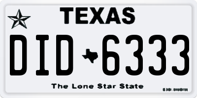 TX license plate DID6333