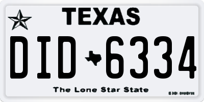 TX license plate DID6334