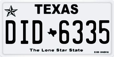 TX license plate DID6335