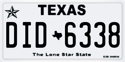 TX license plate DID6338