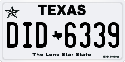 TX license plate DID6339