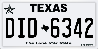 TX license plate DID6342
