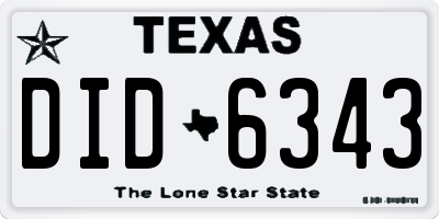 TX license plate DID6343