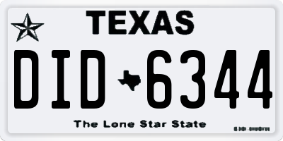 TX license plate DID6344