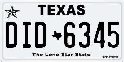 TX license plate DID6345