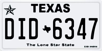 TX license plate DID6347