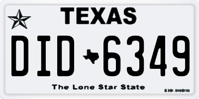TX license plate DID6349
