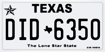 TX license plate DID6350