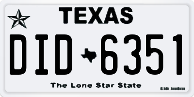 TX license plate DID6351