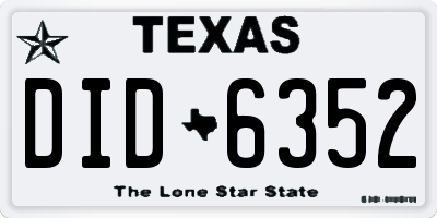 TX license plate DID6352