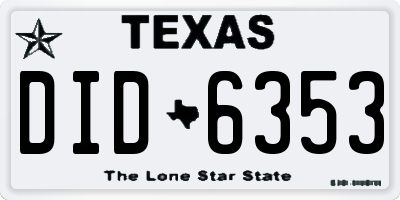 TX license plate DID6353