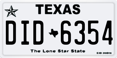 TX license plate DID6354