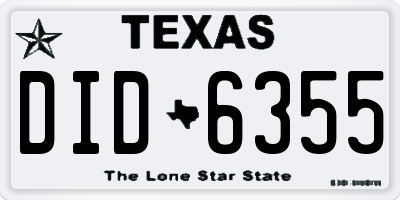 TX license plate DID6355