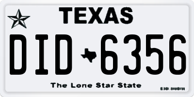 TX license plate DID6356