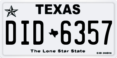 TX license plate DID6357
