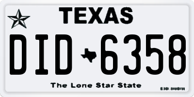 TX license plate DID6358