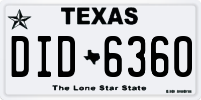 TX license plate DID6360